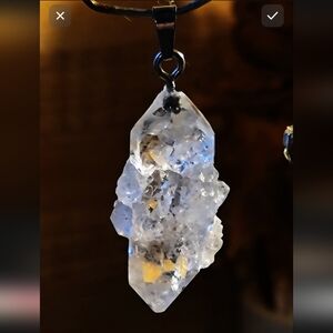 6ctw Natural Herkimer Diamond Cluster Pendant - New